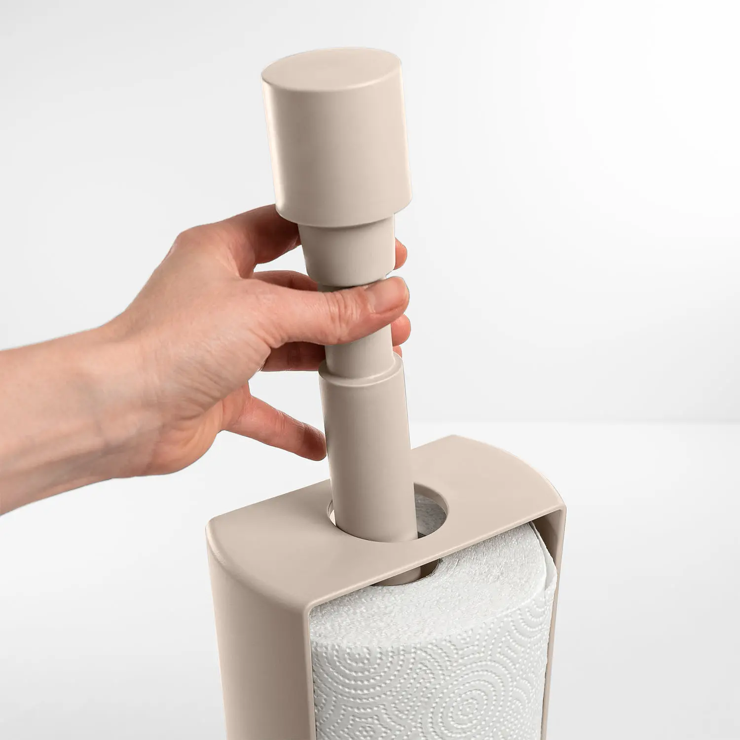 Stop Blim Plus: portarotolo in colorazione Moka Grey, con perno estribile